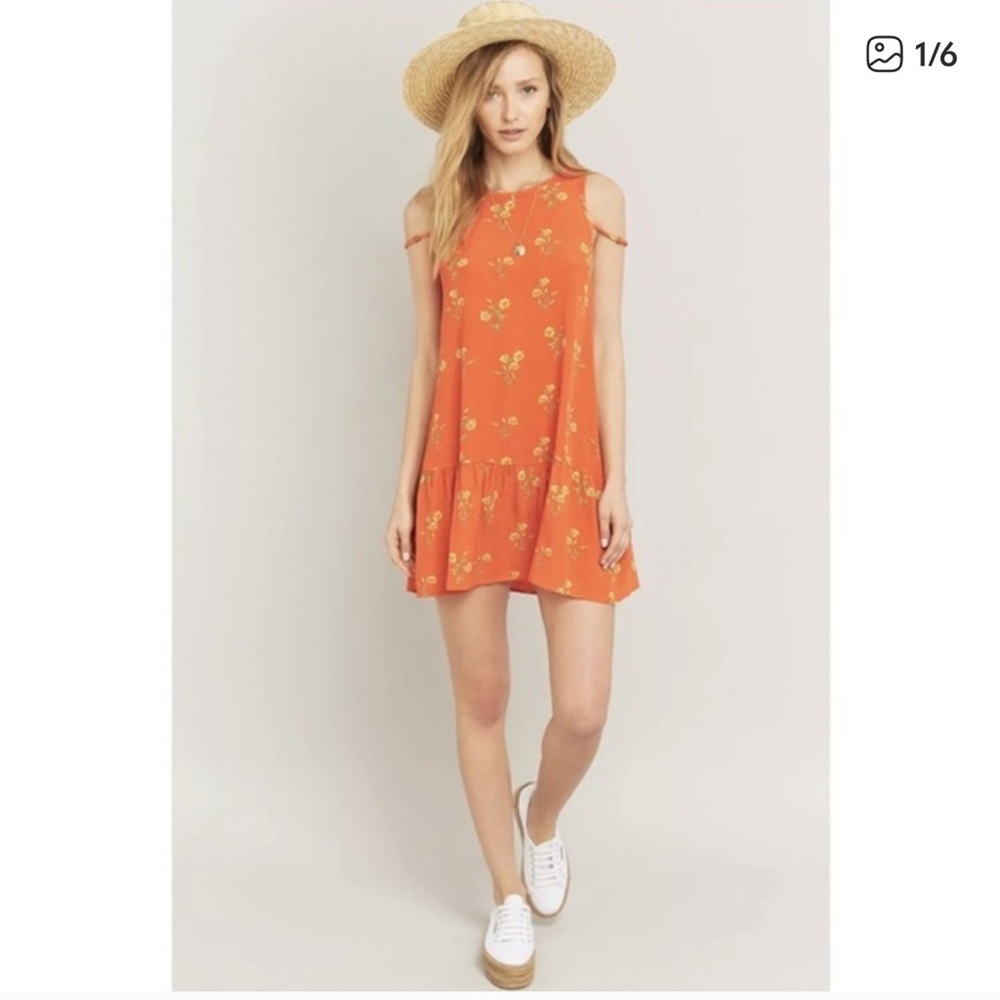 MINKPINK honey blossom Orange Floral Sleeveless Dress